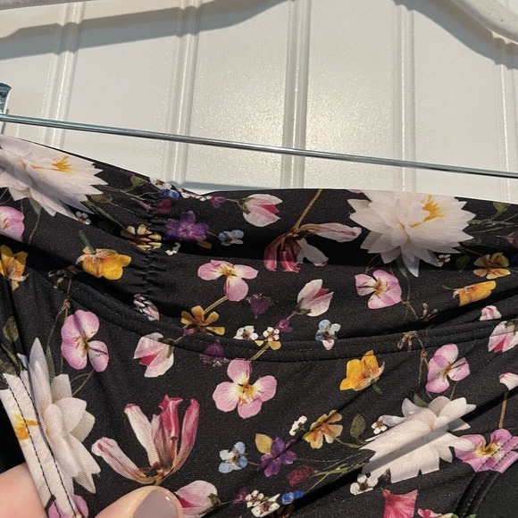 La Vie En Rose Aqua Black Floral Tankini Swimsuit Size Large - Picture 9 of 11